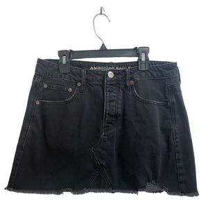 American Eagle Black‎ Denim Button Fly Skirt, size 8